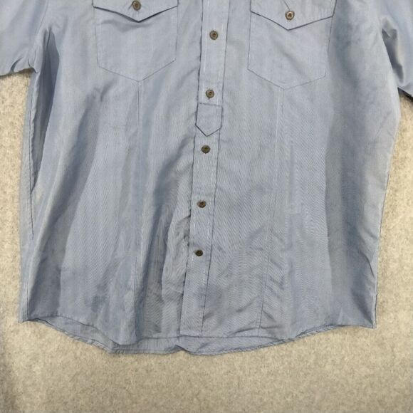 GB Black Label Shirt Mens 3X Button Up Short Sleeve Blue Striped Easy Care - Picture 6 of 12